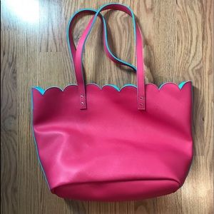 Pink Faux Leather Tote Bag